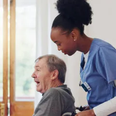 caregiver taking care of senior